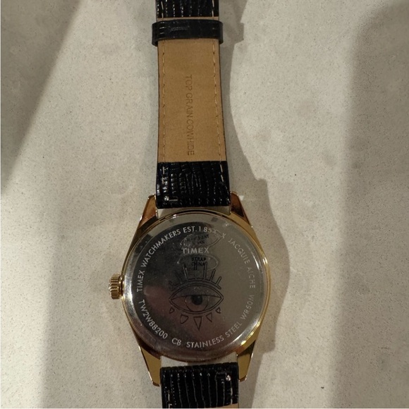 Jacquie Aiche Gold Case Watch with malachite  Dial and Black Strap - Picture 9 of 10